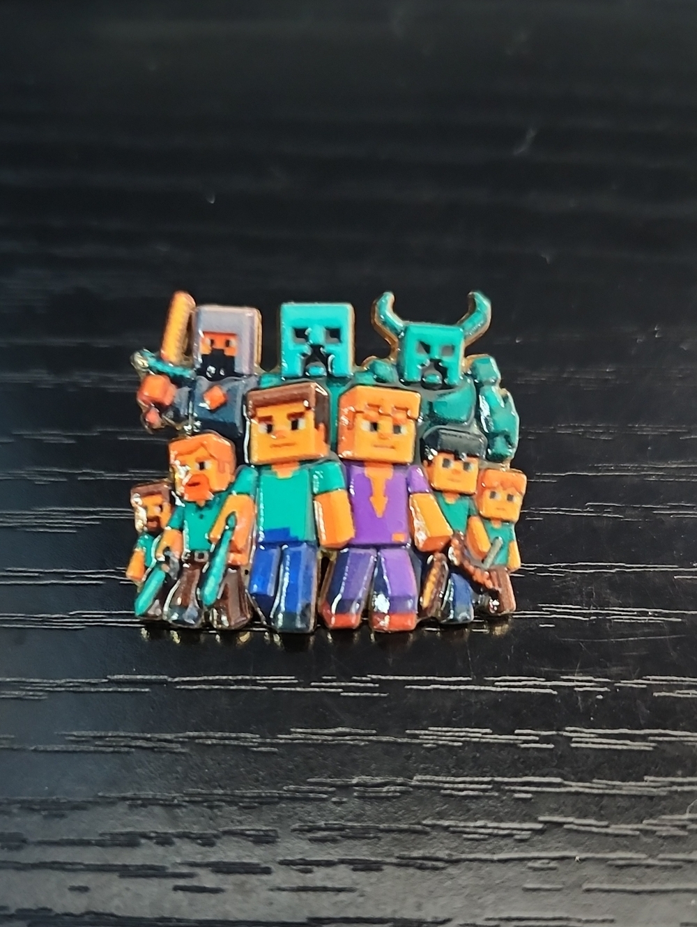 Minecraft Enamel Pin - Group Characters in Teal & Orange